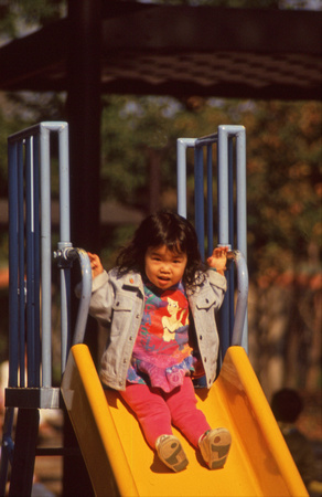 Chinese girl on slide