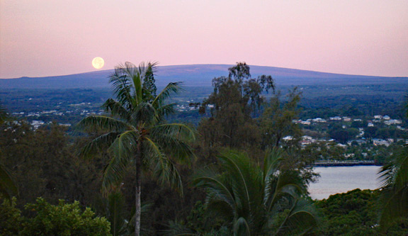 Hawaii Moon over Mauna Loa