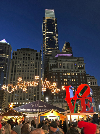 Christmas Village and skyscrapers