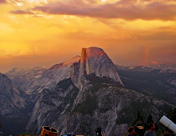 Yosemite Half Dome rainbow clouds