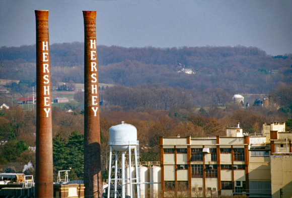 Old Hershey factory and smokestacks
