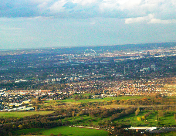 Wembley in distance from air